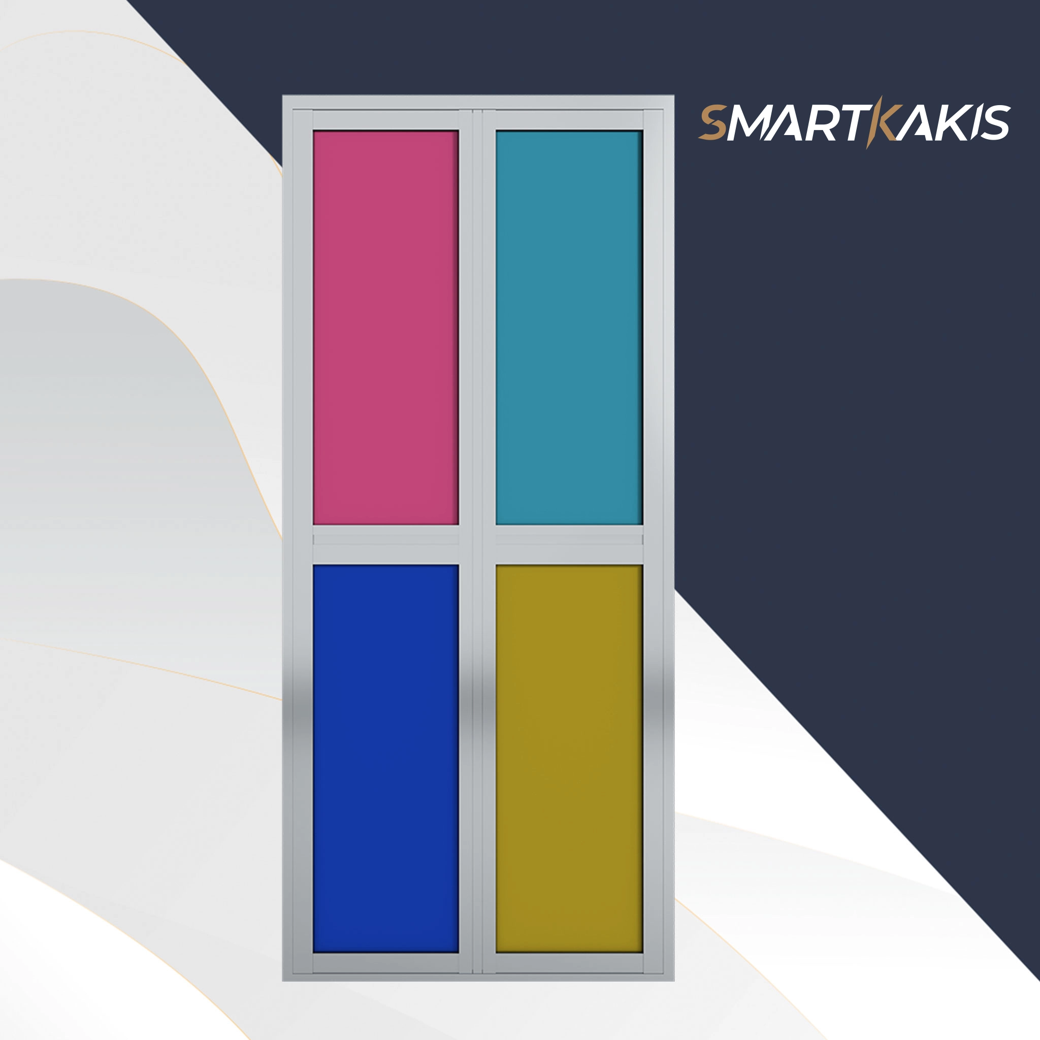 Aluminum Frame Bi-Fold Toilet Door | SK-128
