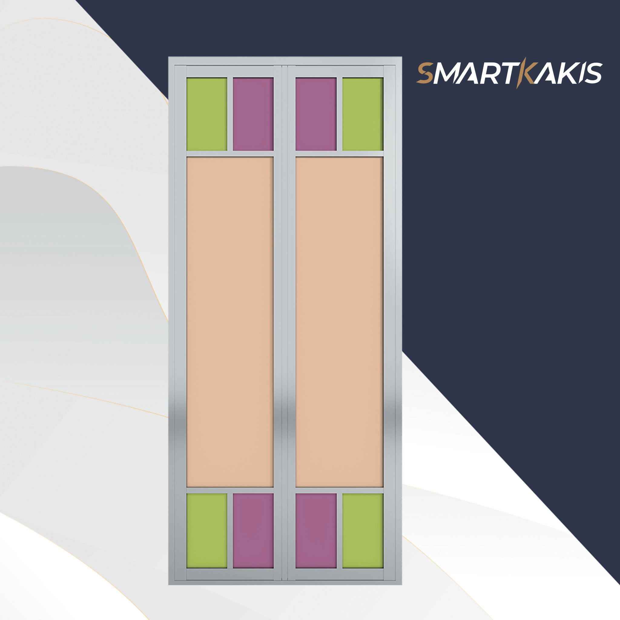 Aluminum Frame Bi-Fold Toilet Door | SK-109 - Image 2