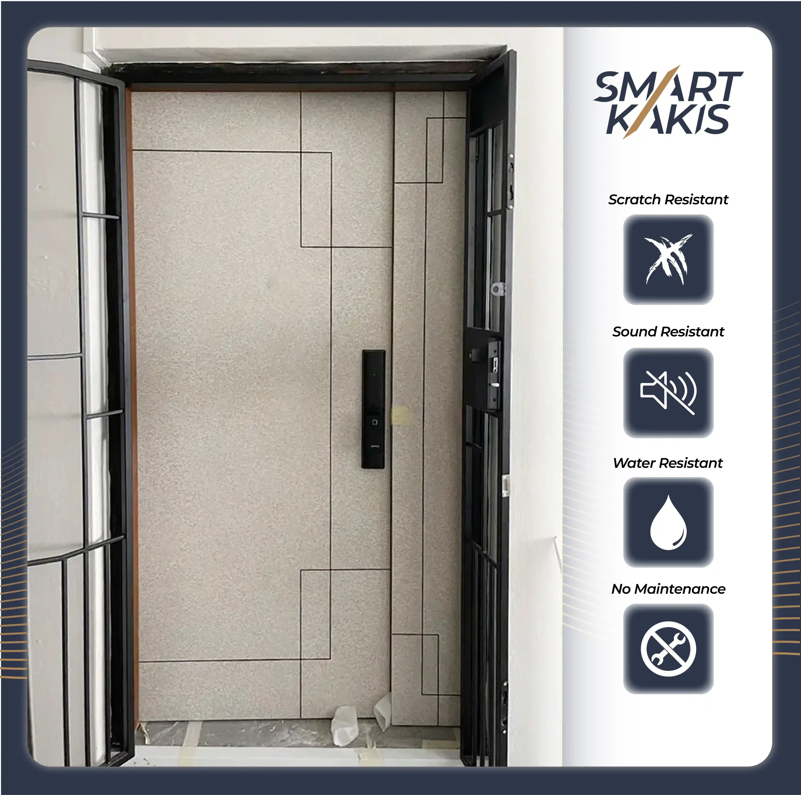 Fire Rated Laminate Main Door with Groove Line | GLFR-03
